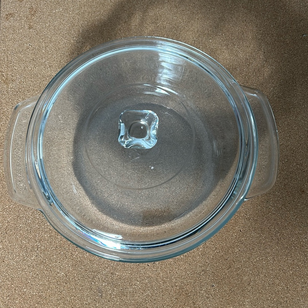 Anchor Hocking Ovenware Clear Glass Casserole Dish with Lid & Tab Handles 8.25”